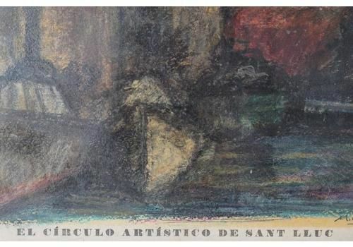 The Artistic Circle Of Sant Lluc' Expressive Harbour Scene Lithograph photo vinterior