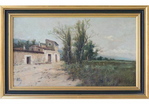 Spanish Landscape With Farmhouse And Wildflower Meadow photo furniture