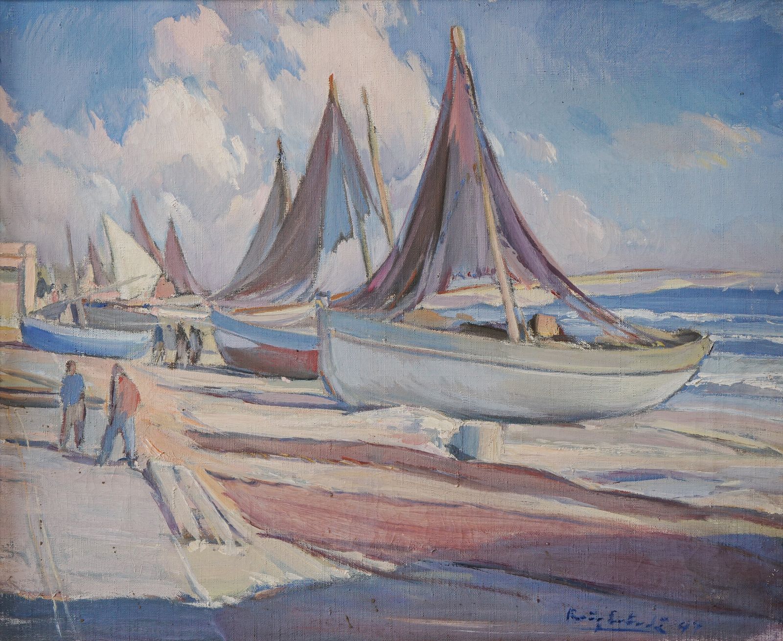 Vissersbootjes Op Het Strand, Jaren 1940