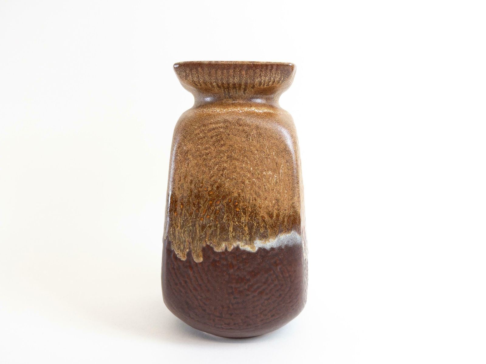 West German Pottery By Jasba Keramik   Square Shaped Vintage Ceramic Vase   24 Cm Tall photo for sale
