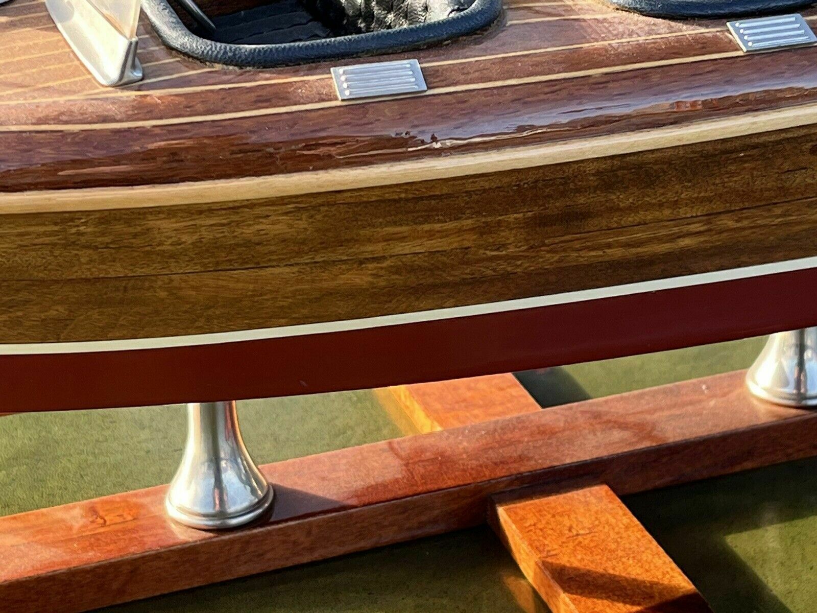 Large Highly Detailed Wooden Model Of A Motor Boat photo vinterior