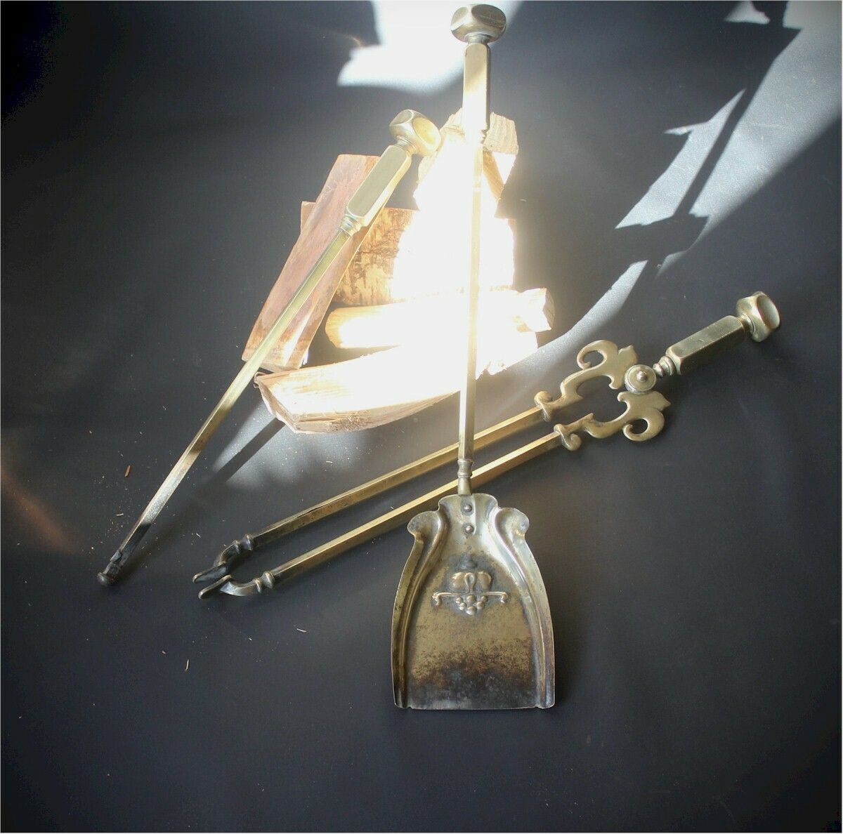 Set Of Nouveau Brass Fire Tools photo furniture