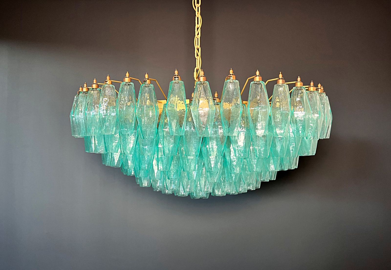 Amazing Murano Glass Candelier   185 Turquoise Poliedri photo vinterior