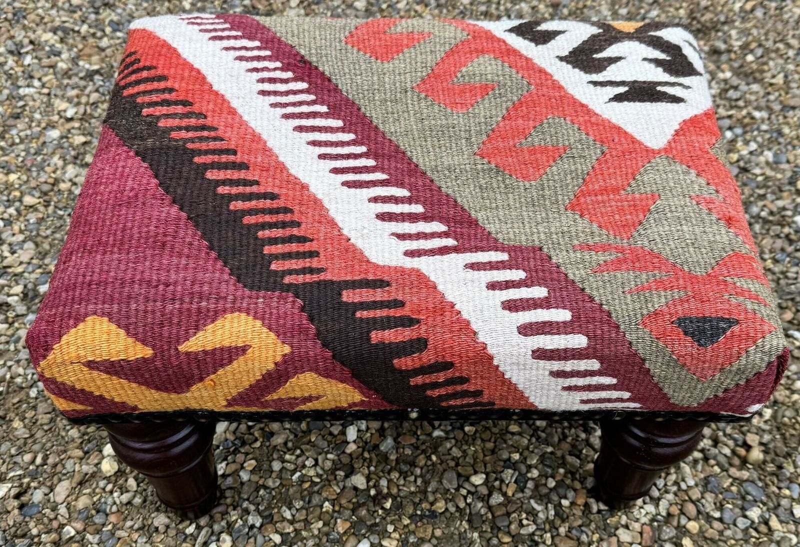 Kilim Covered Stool 0.41m X 0.32m X H0.26m photo for sale