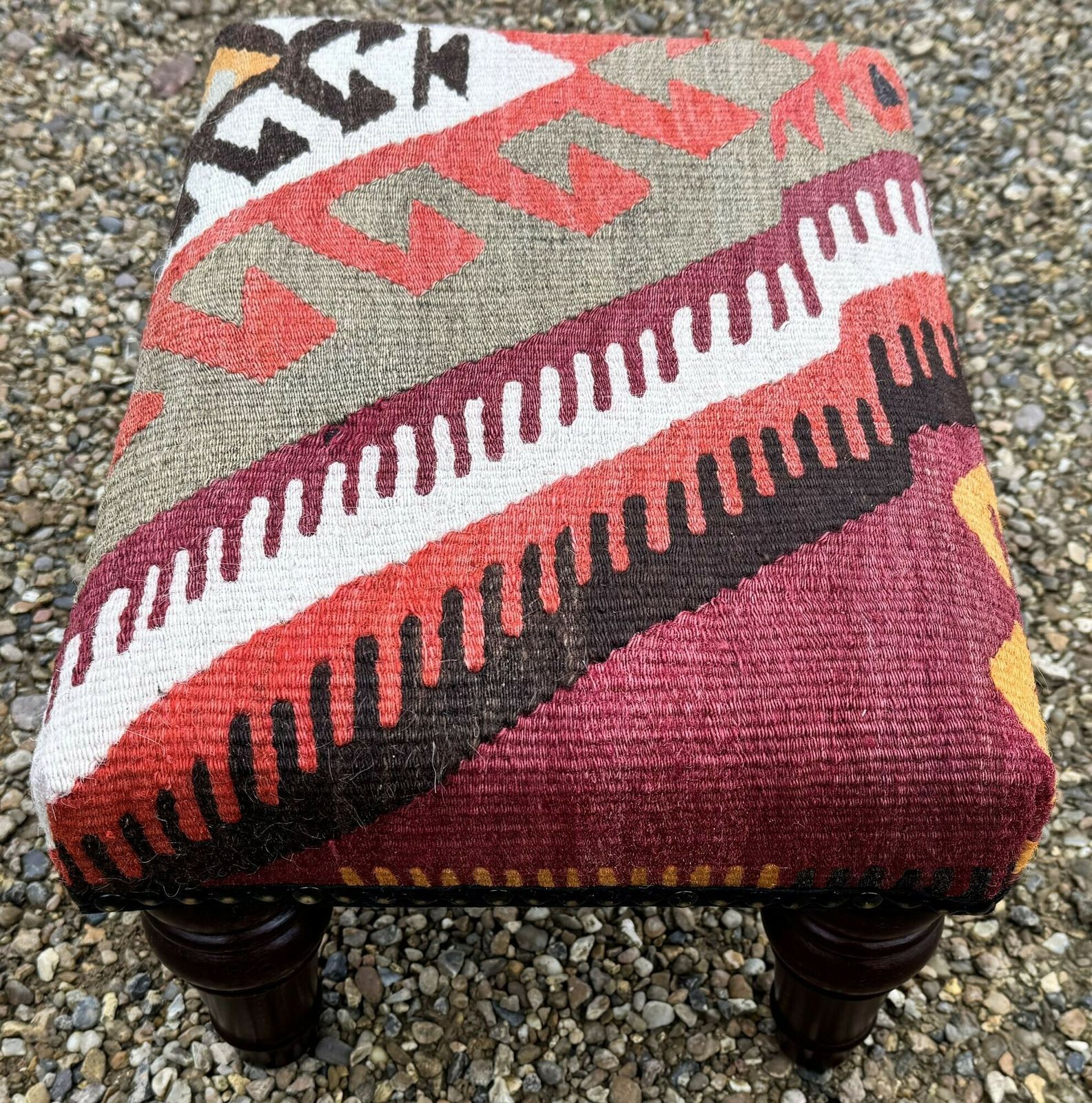 Kilim Covered Stool 0.41m X 0.32m X H0.26m photo Furniture