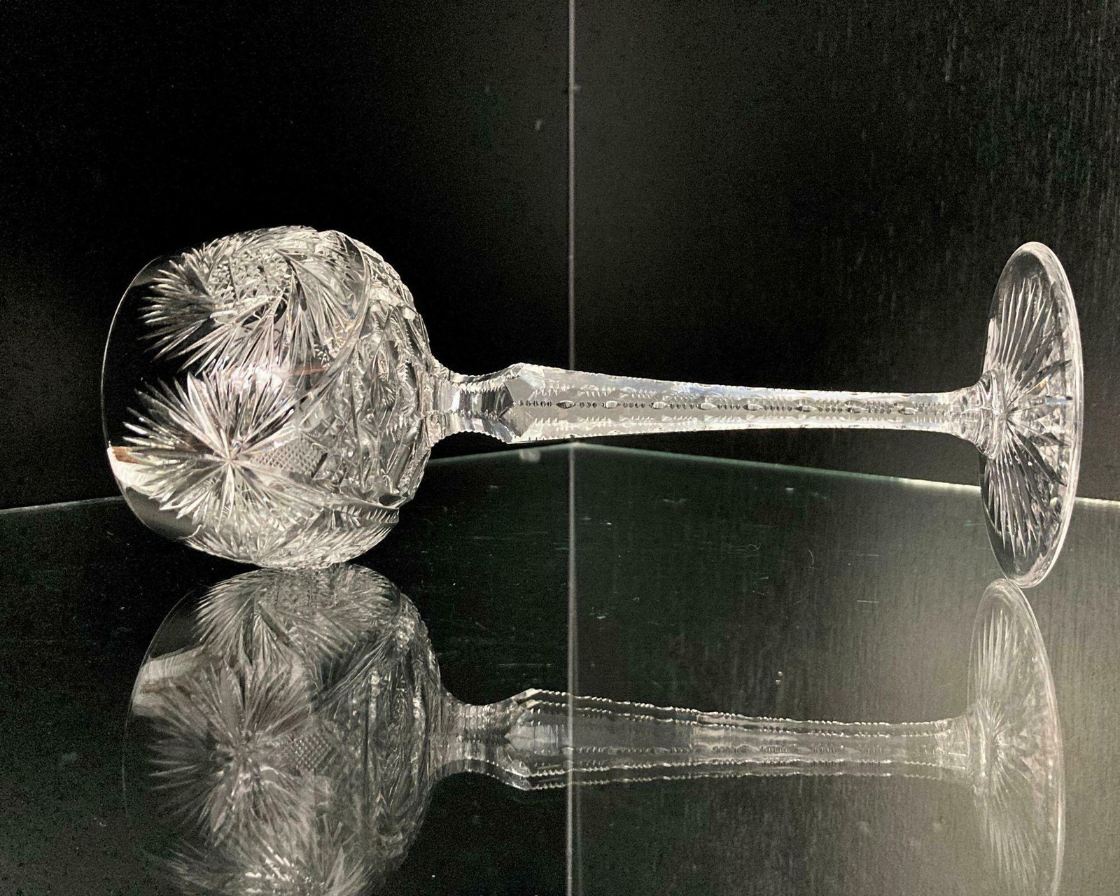 Crystal Wine Glasses | 6pcs | Cutcrystal | Exquisite Glassware | France photo vintage