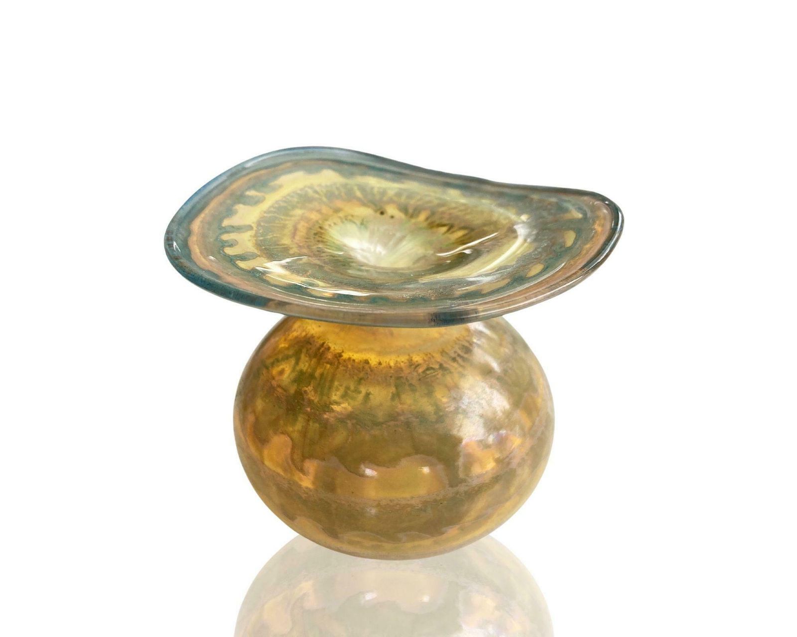 Studio Art Glass | Mouth Blown Golden Vase| 1pcs
