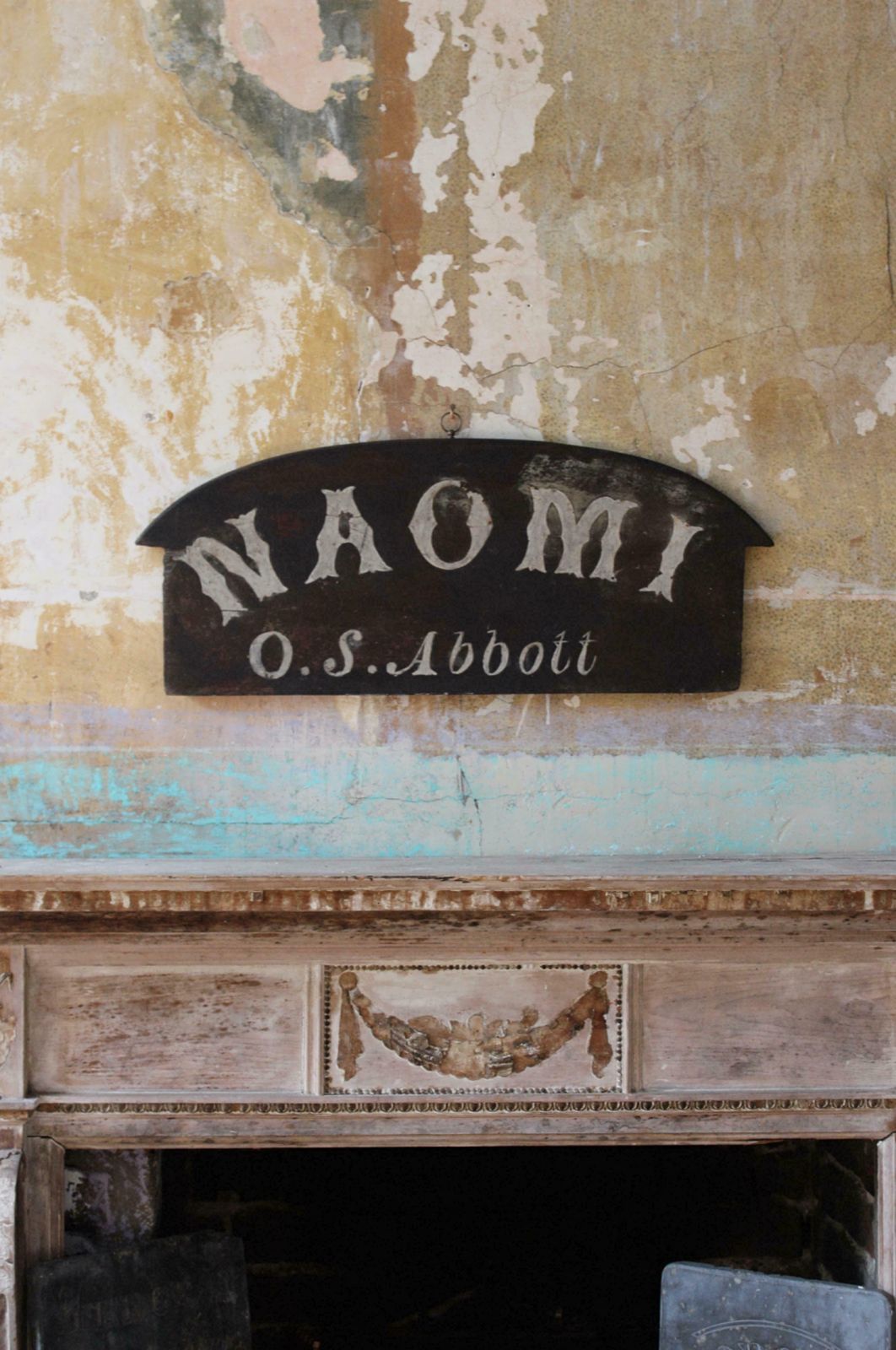 Early 20th C Stern Name Board "Naomi" Clovelly Fishing Boat Naval Maritime Ship photo vintage