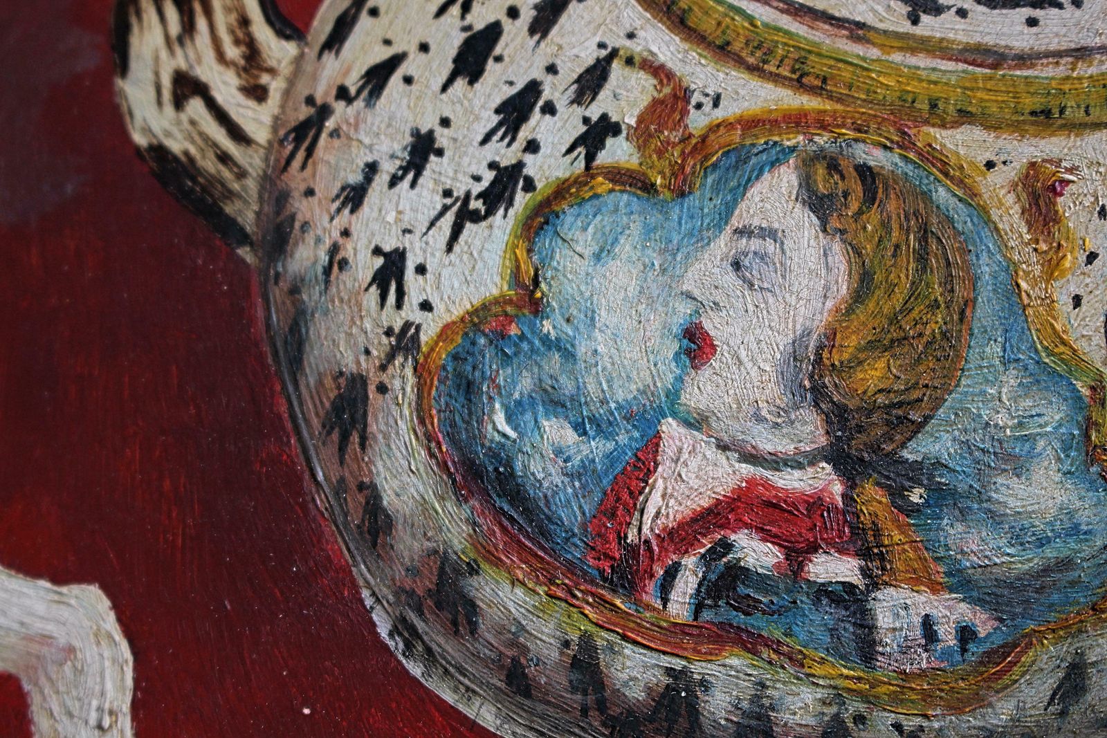 Mid 20th Century  English 1972 Oil On Board 18th Century Teapots Folk Art photo 1733.0