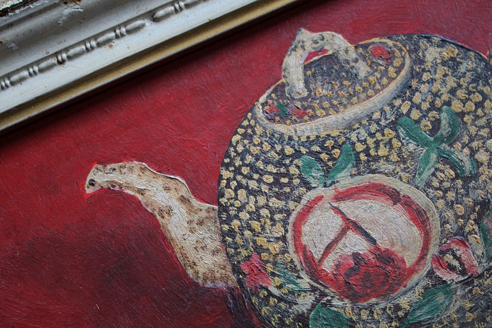 Mid 20th Century  English 1972 Oil On Board 18th Century Teapots Folk Art photo buy