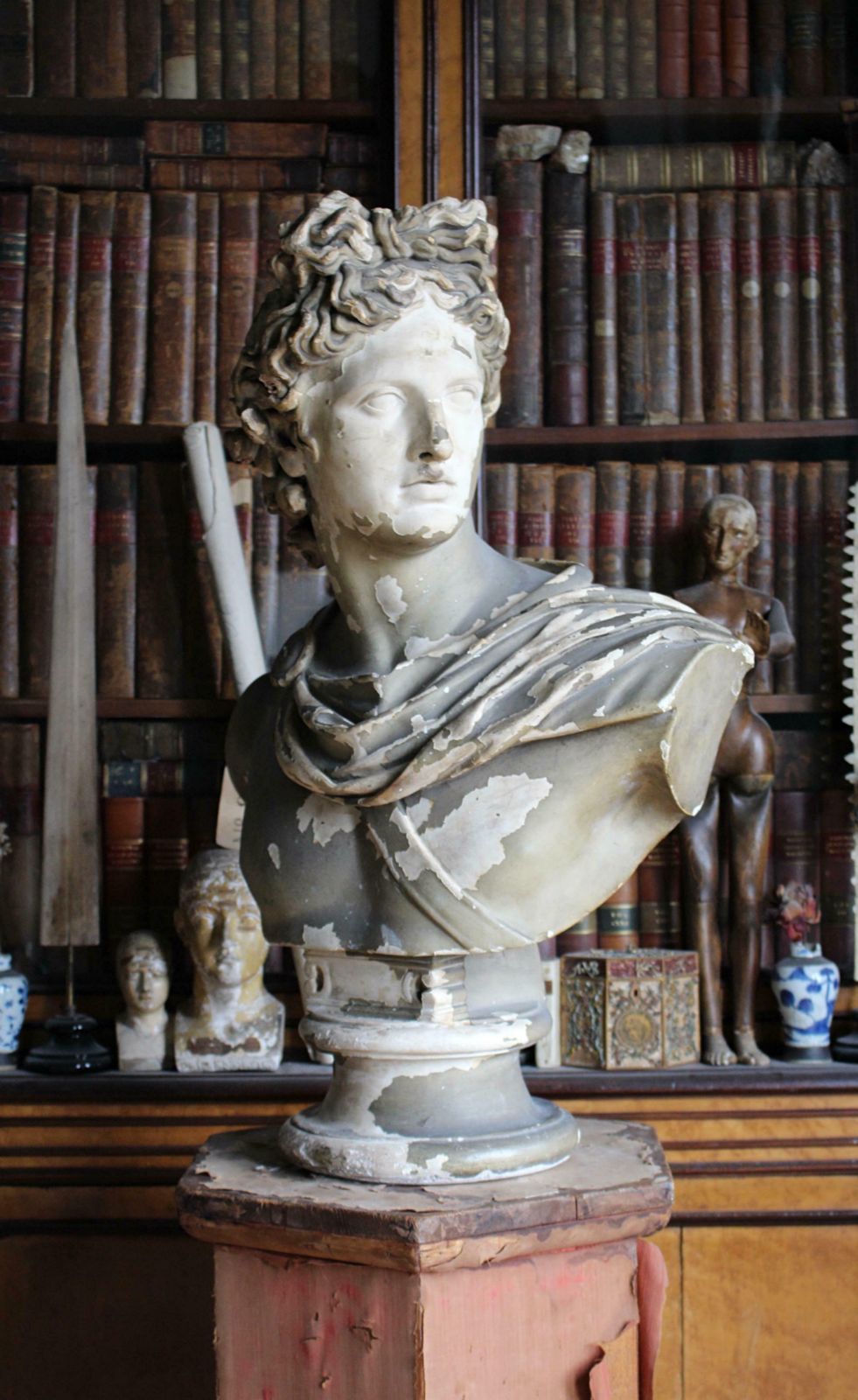 4595.0 19th C Classical Plaster Bust Apollo By Louis Brugiotti London Grand Tour photo