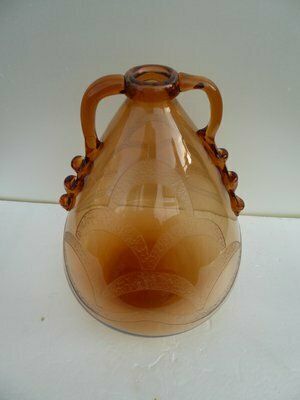 Home Decor Italian Art Glass Art Deco Murano With Cameo Etched Pattern Vase Attributed To Cappellin Vittorio Zecchin photo