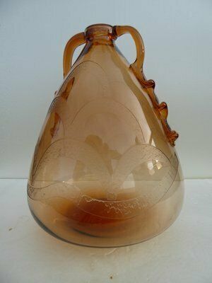photo vinterior Italian Art Glass Art Deco Murano With Cameo Etched Pattern Vase Attributed To Cappellin Vittorio Zecchin