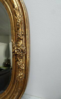 Antique French Carved And Gilded Wooden Wall Mirror, 1920s photo buy