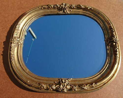 Home Decor Antique French Carved And Gilded Wooden Wall Mirror, 1920s photo
