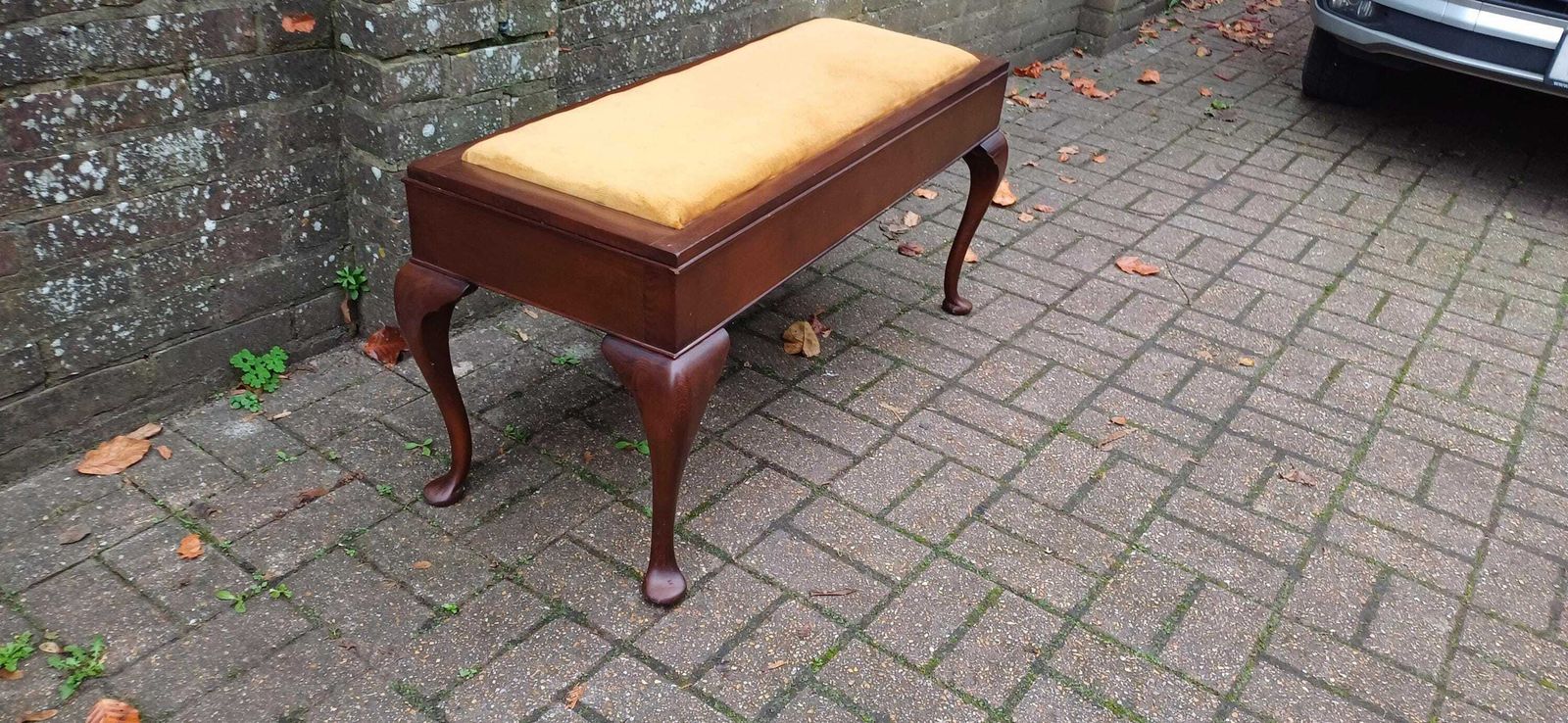 Double Top Quality Hardwood Double Piano Stool Cabriole Legs & Velvet Upholstery Elegant Music Bench. Hallway Bench As Storage Compartment. photo 395.0