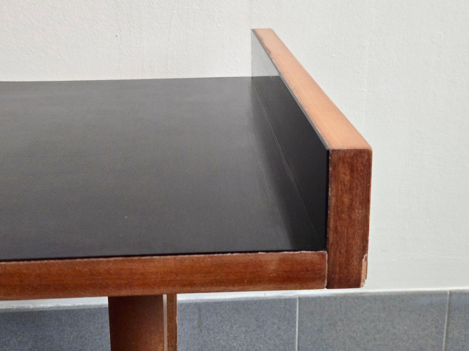 Vintage 1950s Formica Black & Mahogany Side Table 50s Dlg Andre Monpoix 1950s photo furniture