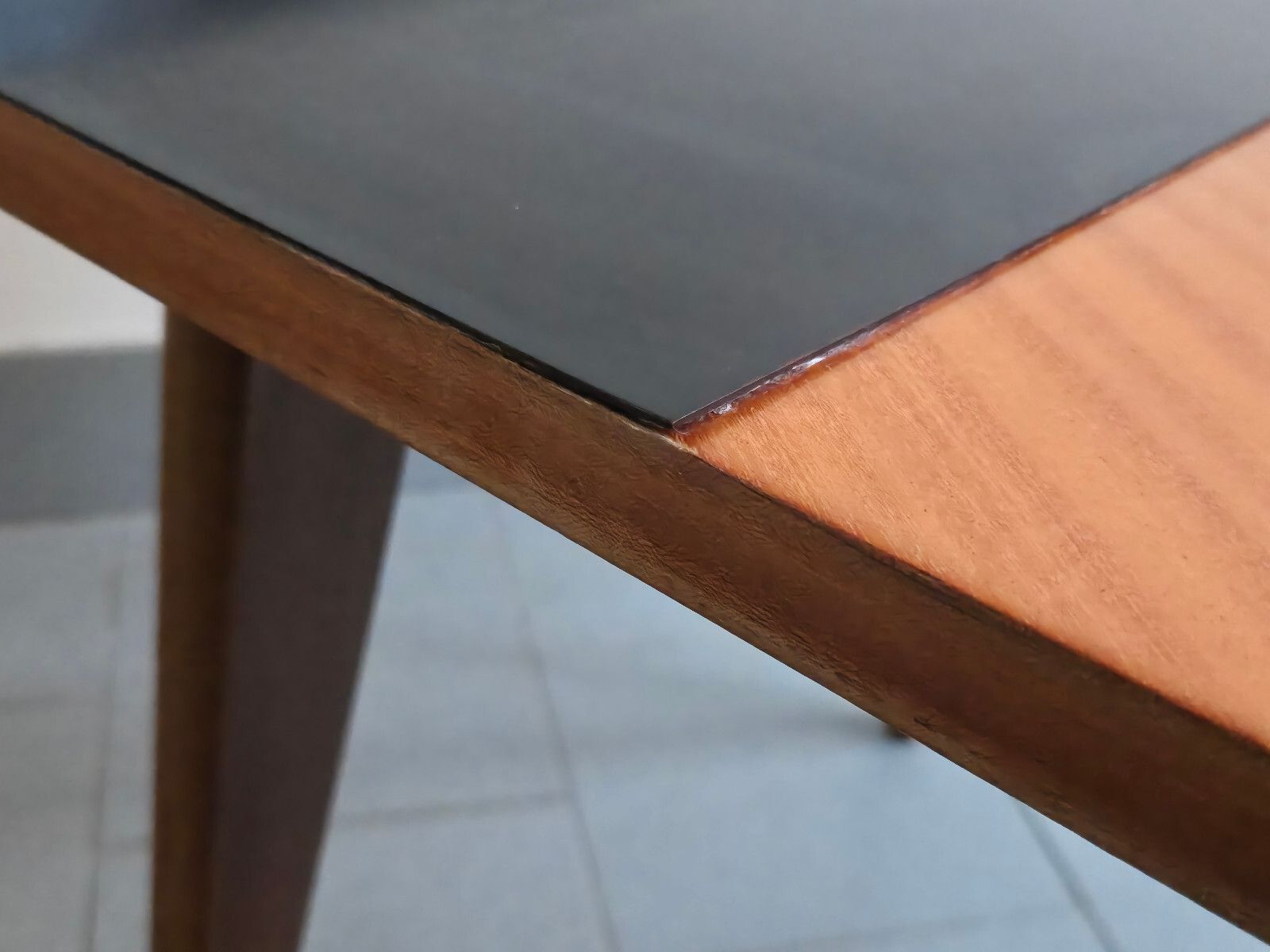 Vintage 1950s Formica Black & Mahogany Side Table 50s Dlg Andre Monpoix 1950s photo vintage