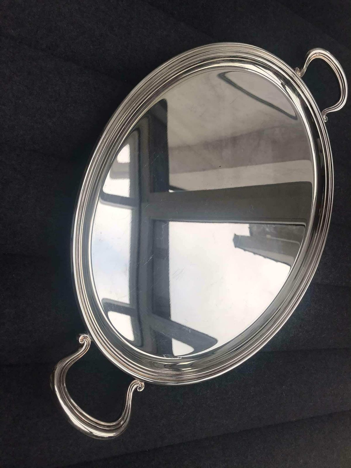 Groot Ovaal Dienblad, Bar Tray, Italië, Verzilverd, Mid Century – Olri Italy photo furniture