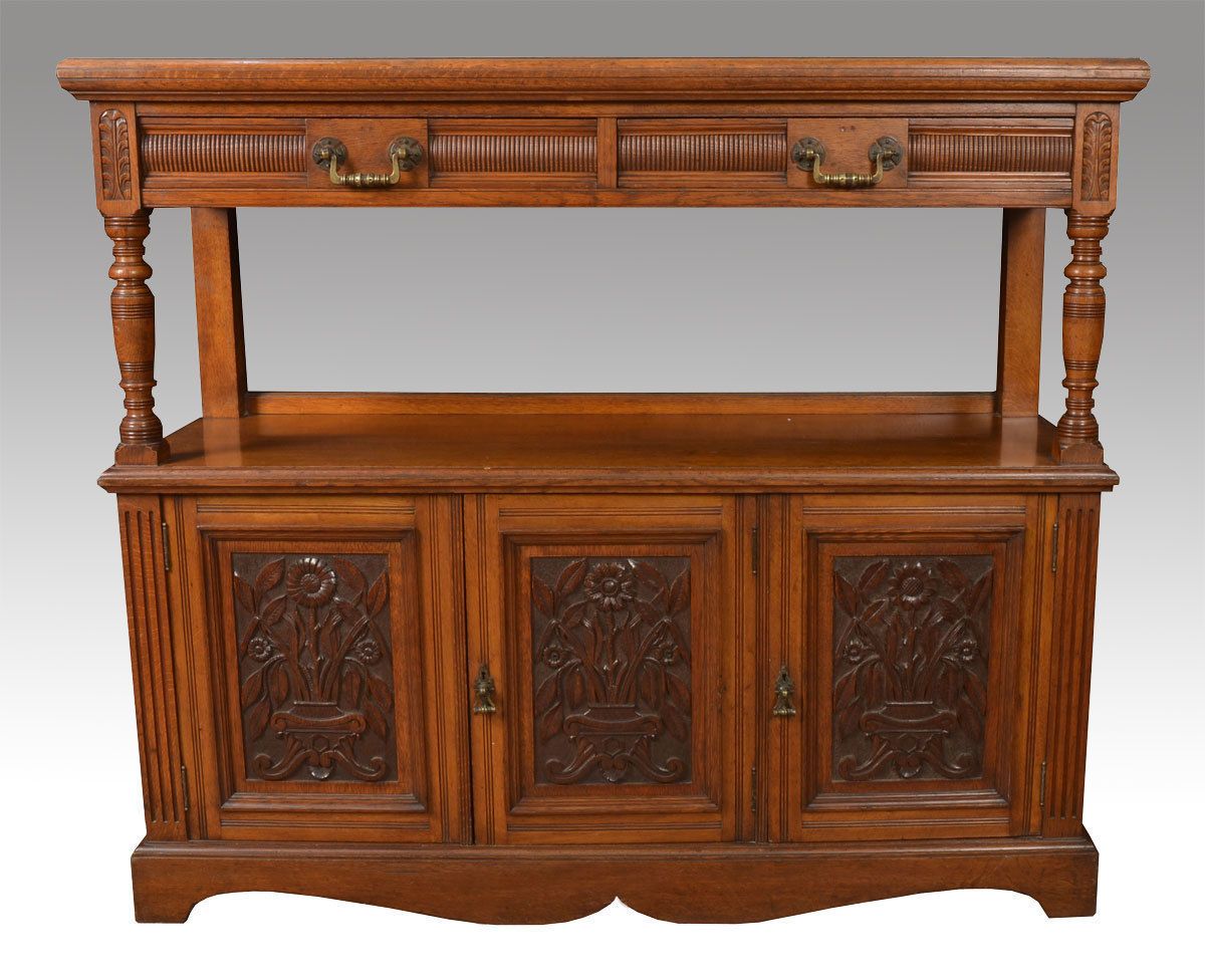 Victorian Oak Carved Buffet Circa 1890