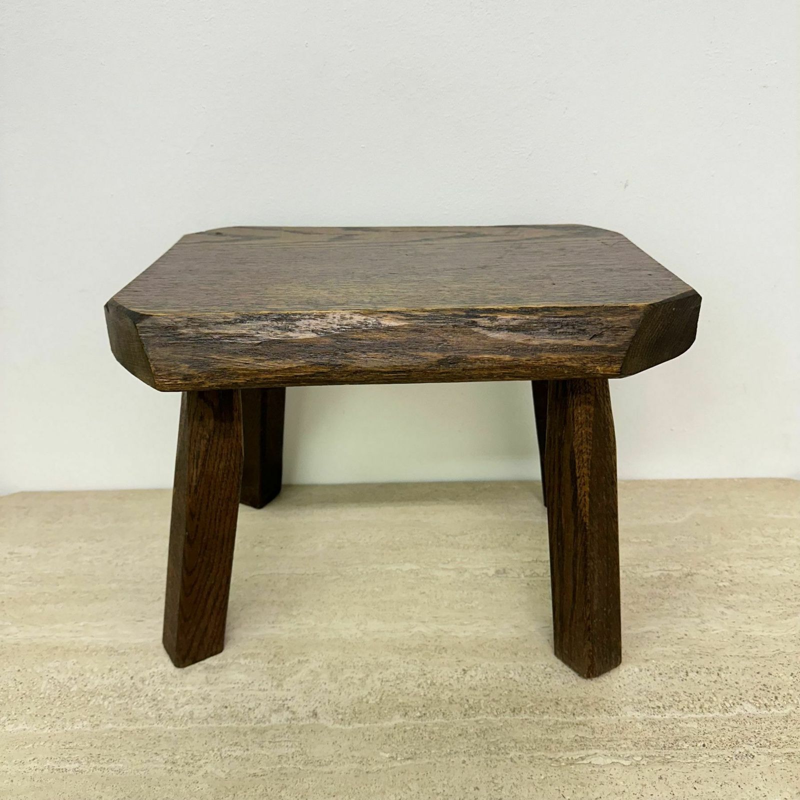 Brutalist Solid Oak Wooden Side Table , 1970s photo furniture