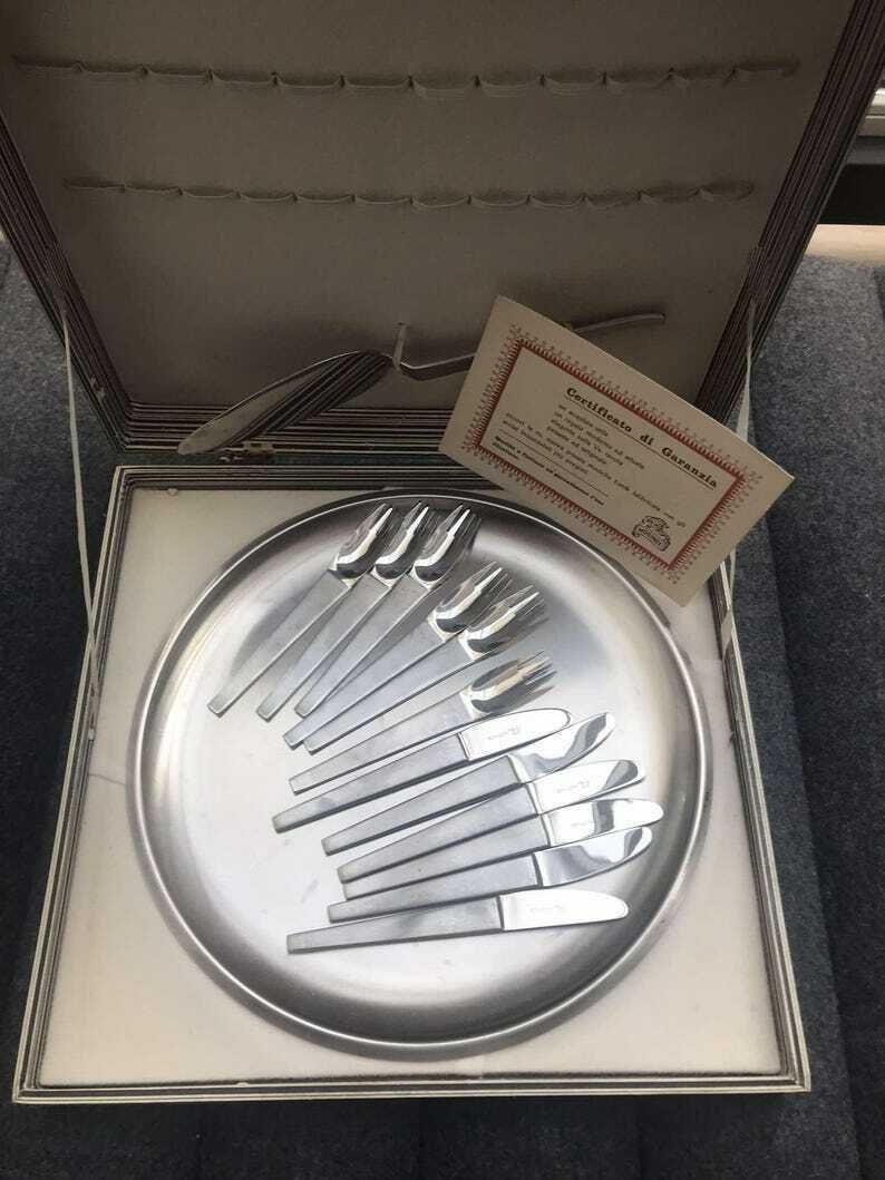 Carl Auböck Design Dessertset Modernistisch Bestek Vorken Messen Morinox Amboss Jaren 1950 Postmodern Lunik 2060 Oostenrijks Design Bruiloft Luxe Cadeau photo furniture