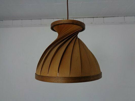 Wooden Lamella Pendant Lamps By Linus Bopp For Limbach, 1960s, Set Of 2 photo 1200.0