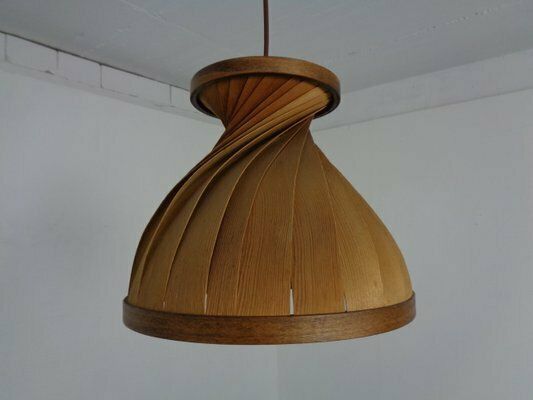 photo for sale Wooden Lamella Pendant Lamps By Linus Bopp For Limbach, 1960s, Set Of 2