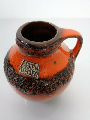 Orange & Black Lava Studio Ceramic Vase From Carstens Atelier, Germany, 1970s photo 149.0