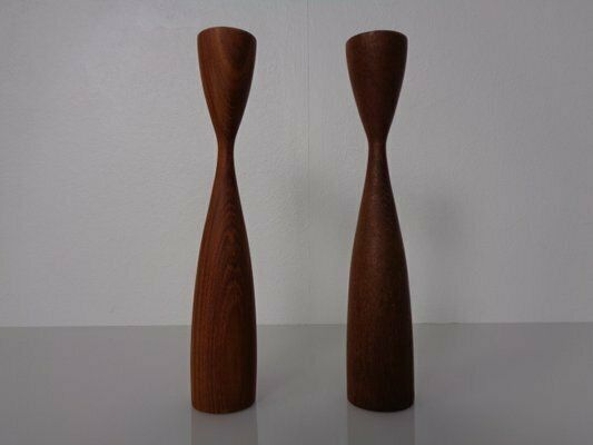 Danish Filigree Teak Candleholders, 1960s, Set Of 2