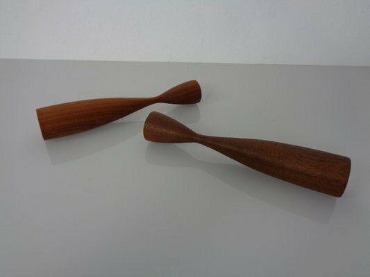 Danish Filigree Teak Candleholders, 1960s, Set Of 2 photo vintage
