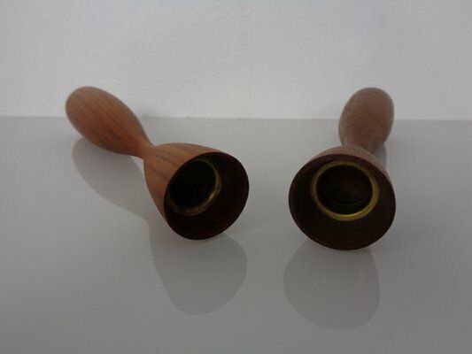 photo vintage Danish Filigree Teak Candleholders, 1960s, Set Of 2