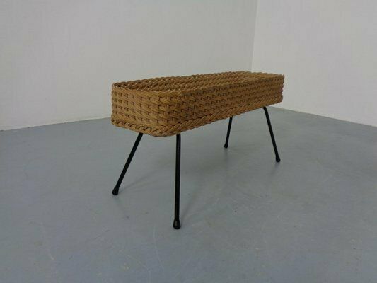 Large German Flower Planter In Rattan And Steel, 1950s photo Garden Decor