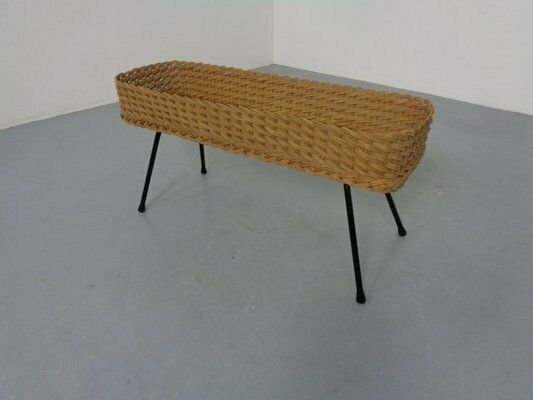 Large German Flower Planter In Rattan And Steel, 1950s photo buy