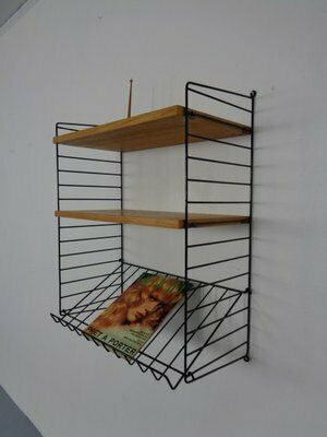 Swedish Wall Unit In Ash And Metal By Kajsa & Nils Nisse Strinning For String, 1950s photo 282.0