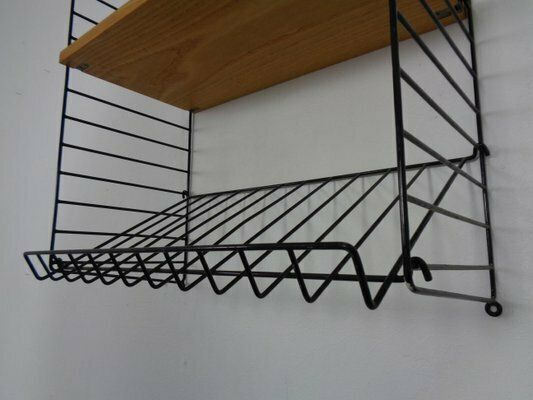 photo for sale Swedish Wall Unit In Ash And Metal By Kajsa & Nils Nisse Strinning For String, 1950s