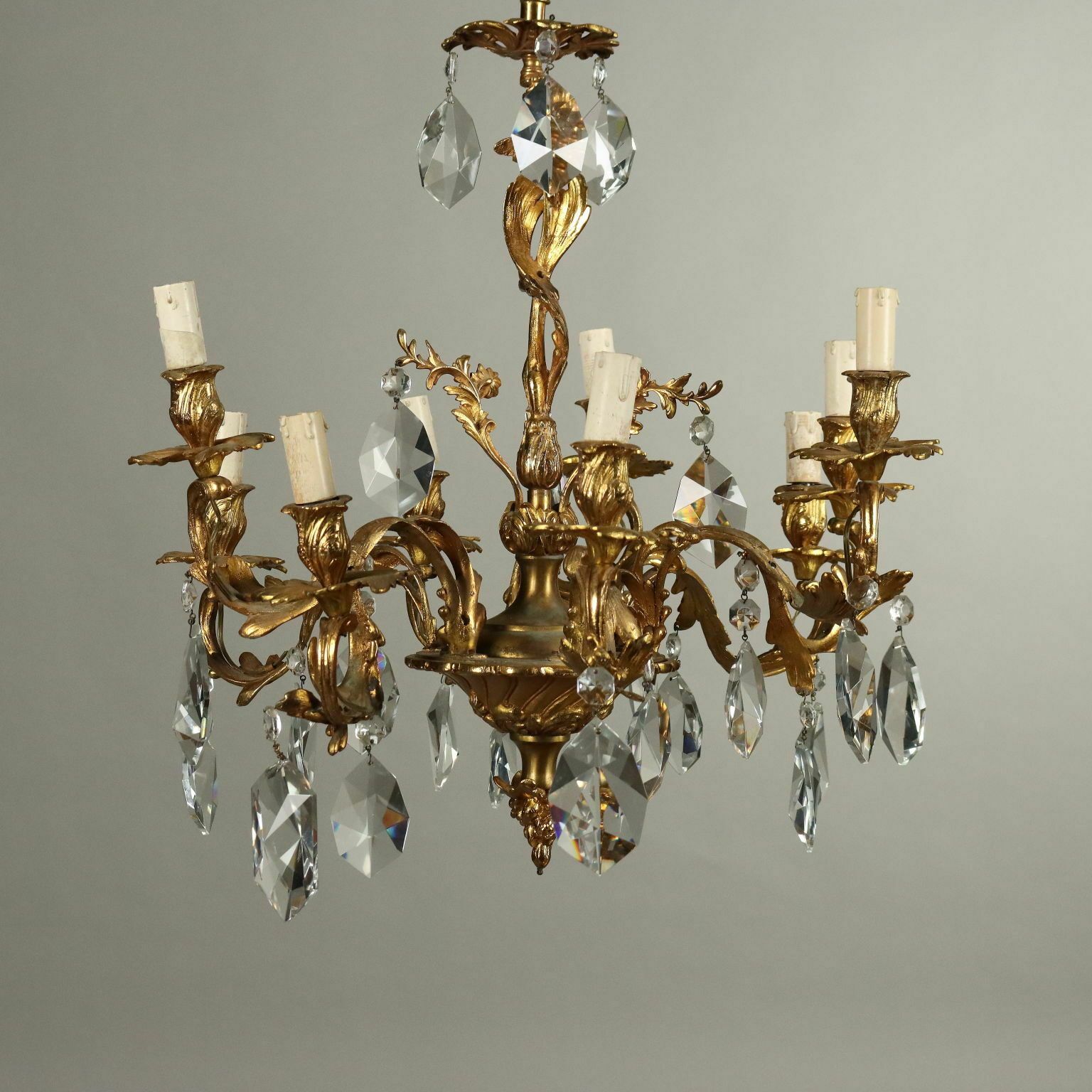 Antique Chandelier Rococo Style Gilded Bronze XX Century photo for sale