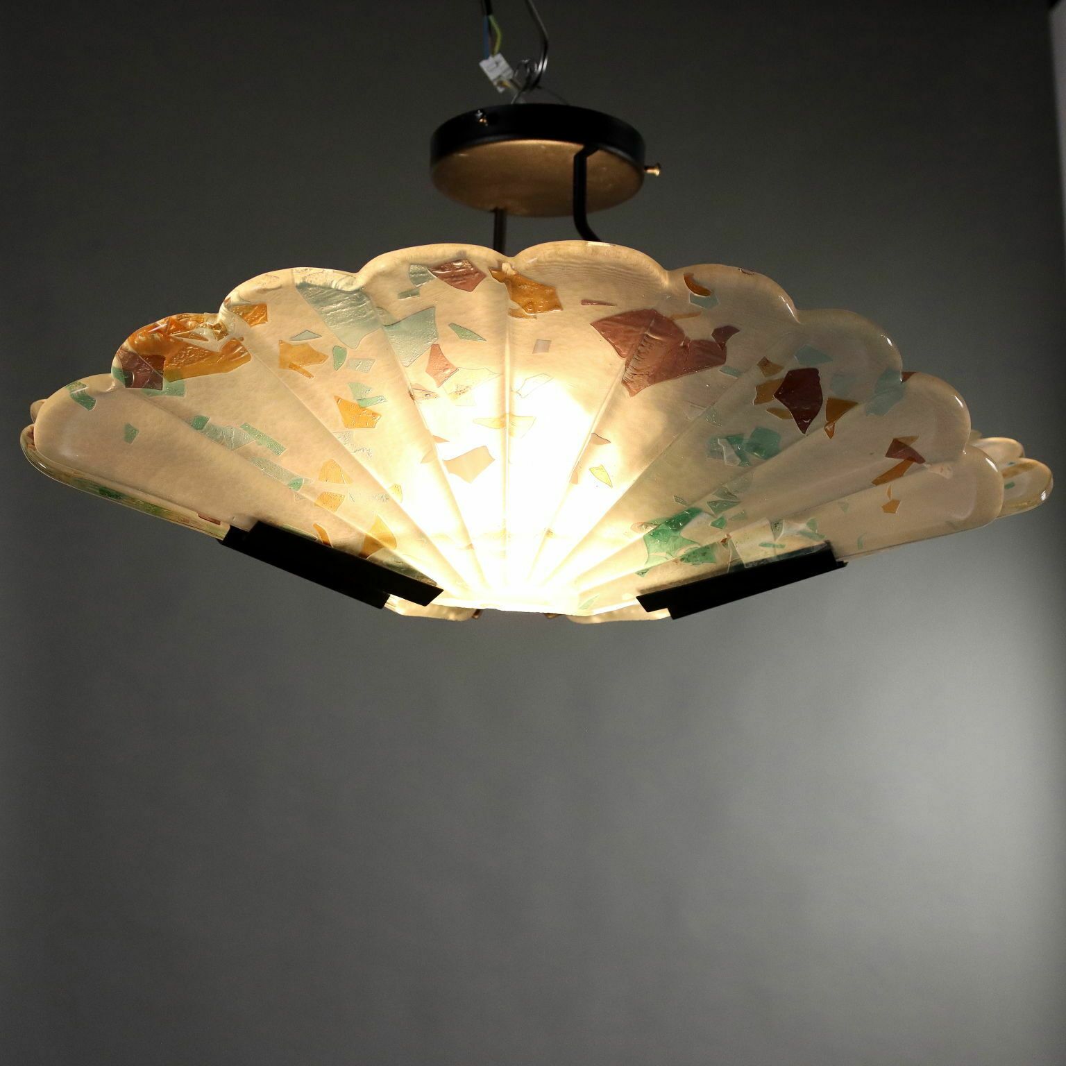 Vintage Ceiling Lamp Metal Glass Italy 1990s photo for sale