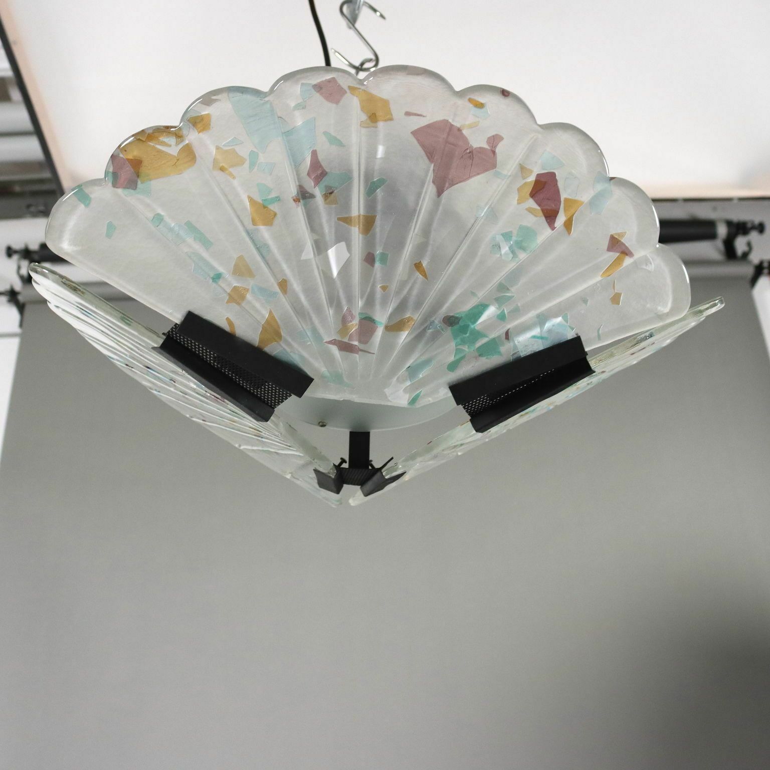 Vintage Ceiling Lamp Metal Glass Italy 1990s photo vintage