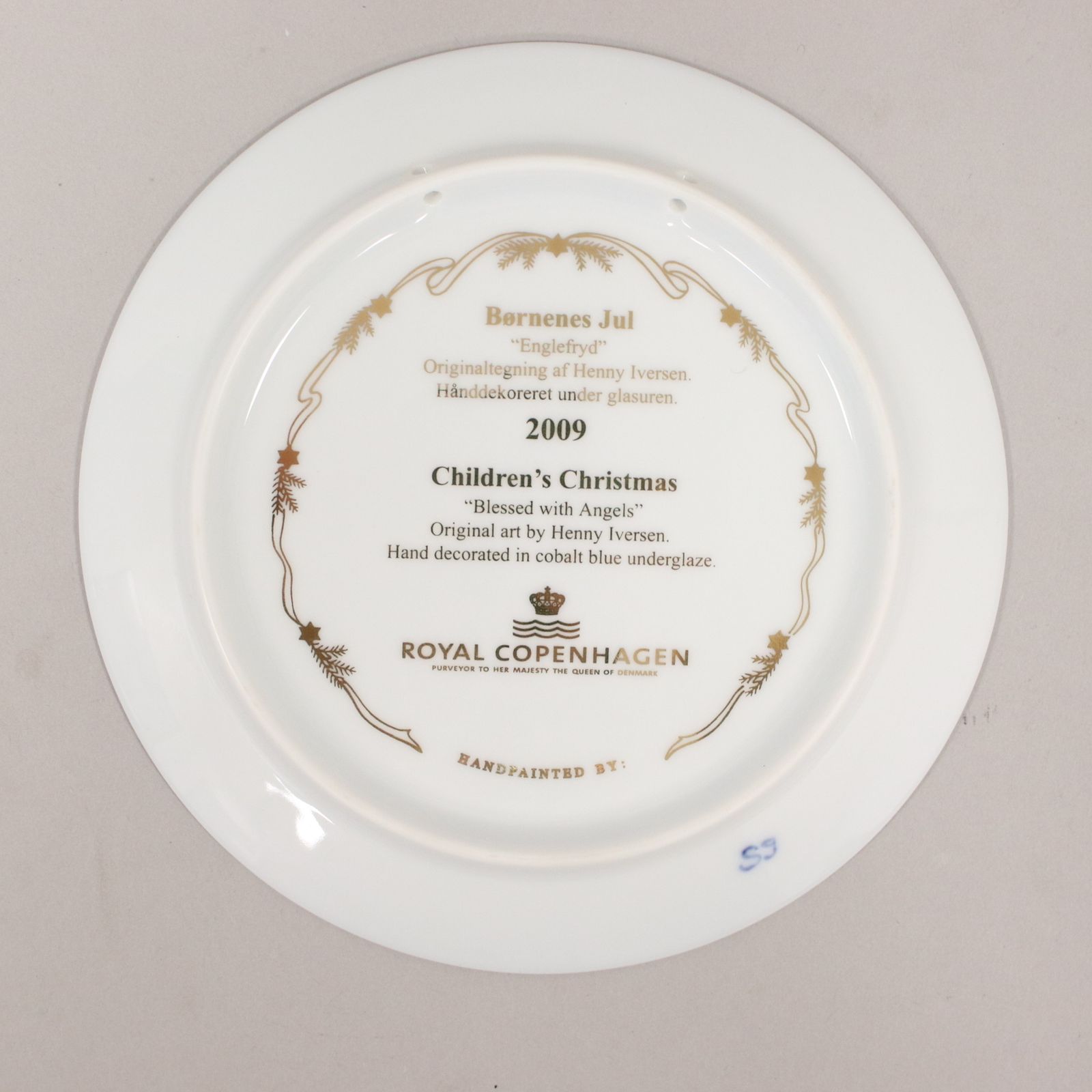 Royal Copenhagen Plate Christmas Kids Blue Porcelain 2009 photo for sale