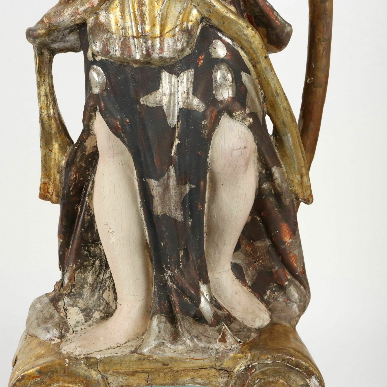 Antique Candle Holders Angel Shaped Lacquered Wood XVIII Century photo vinterior