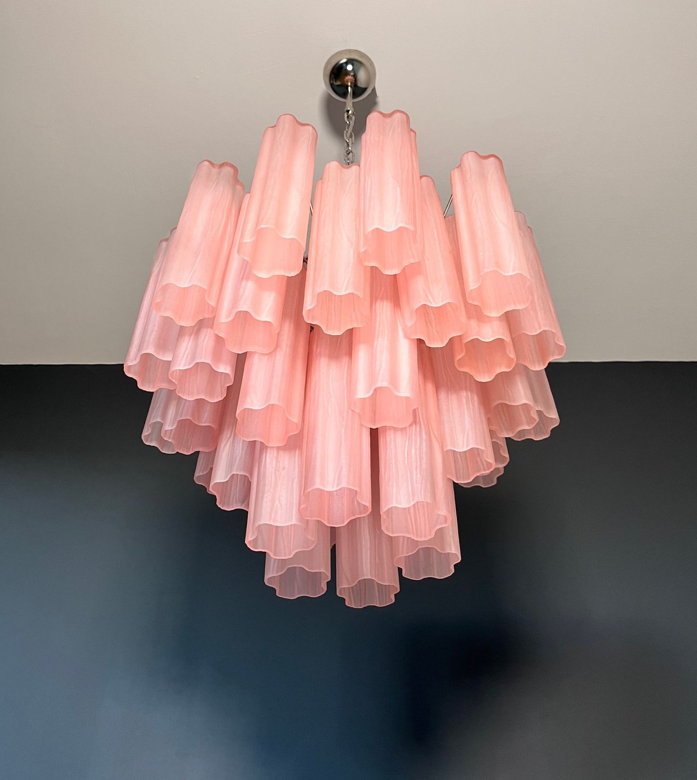 Fantastic Murano Glass Tube Chandelier   36 Pink Etched Glass Tube photo buy