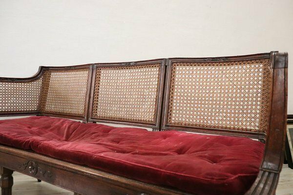Walnut And Vienna Straw Sofa With Chairs,18th Century, Set Of 3 photo 8517.0