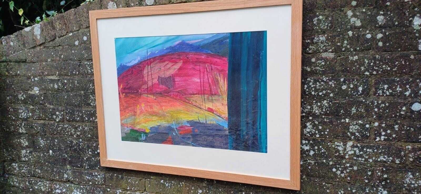 Huge Framed Vintage Original Acrylic Mixed Media Abstract Painting By Dorothea Huntrods, Signed photo for sale
