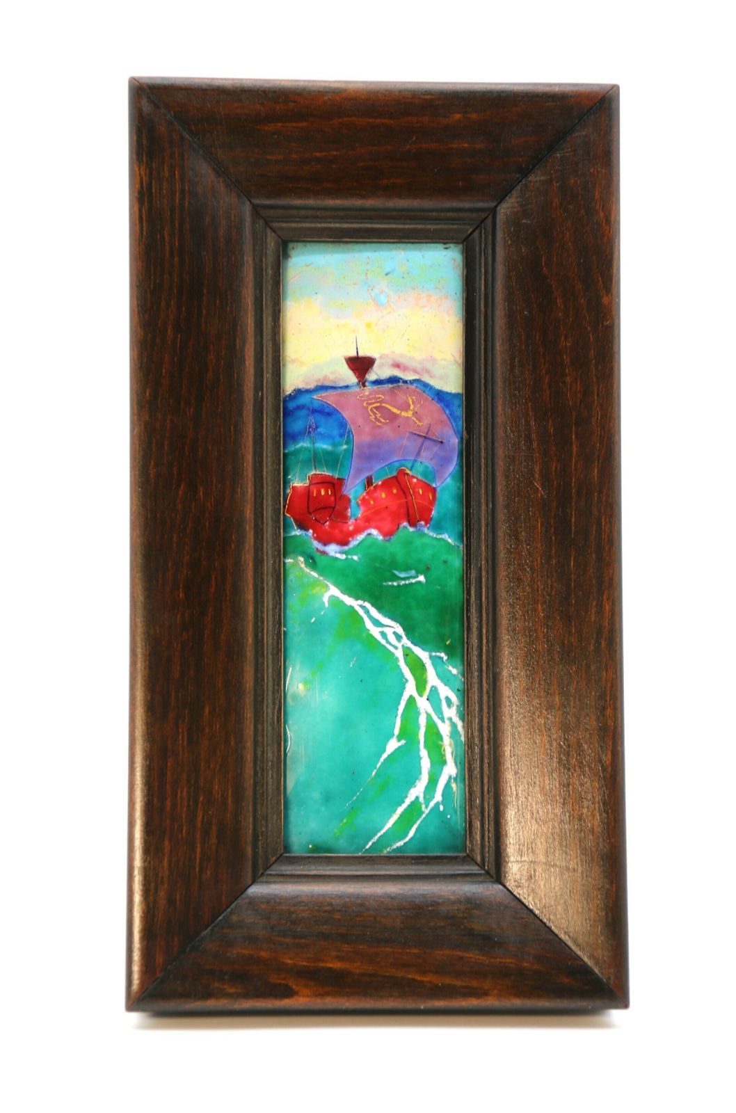 Antique Limoges Enamelled On Copper Arts And Crafts Framed Plaque, French Circa 1910