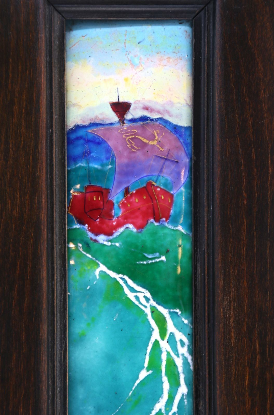 Antique Limoges Enamelled On Copper Arts And Crafts Framed Plaque, French Circa 1910 photo furniture