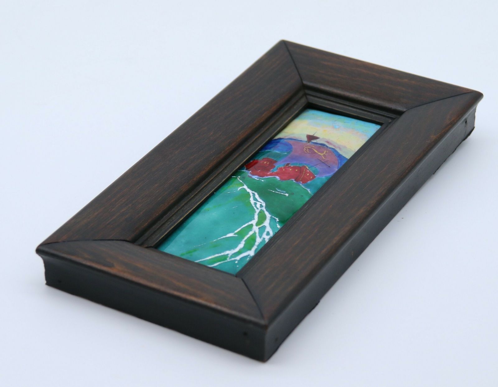 Antique Limoges Enamelled On Copper Arts And Crafts Framed Plaque, French Circa 1910 photo vinterior