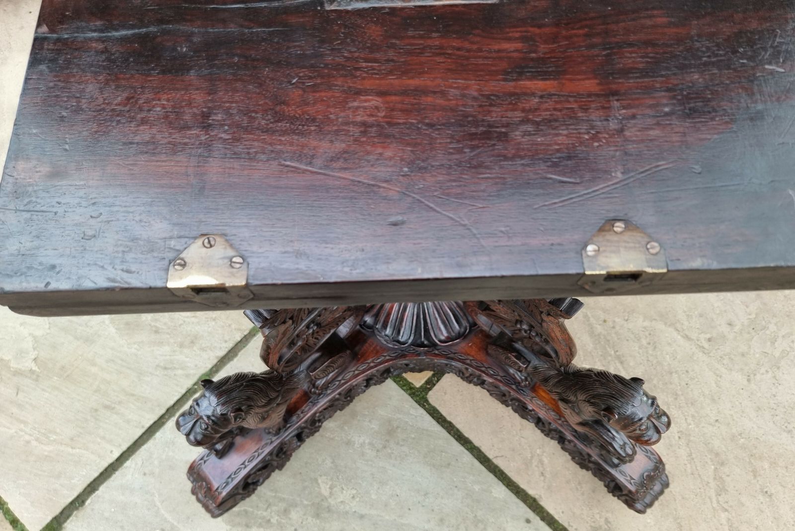 4650.0 19th Century Indian Carved Padauk Wood Table Circa 1860, Highly Decorative photo