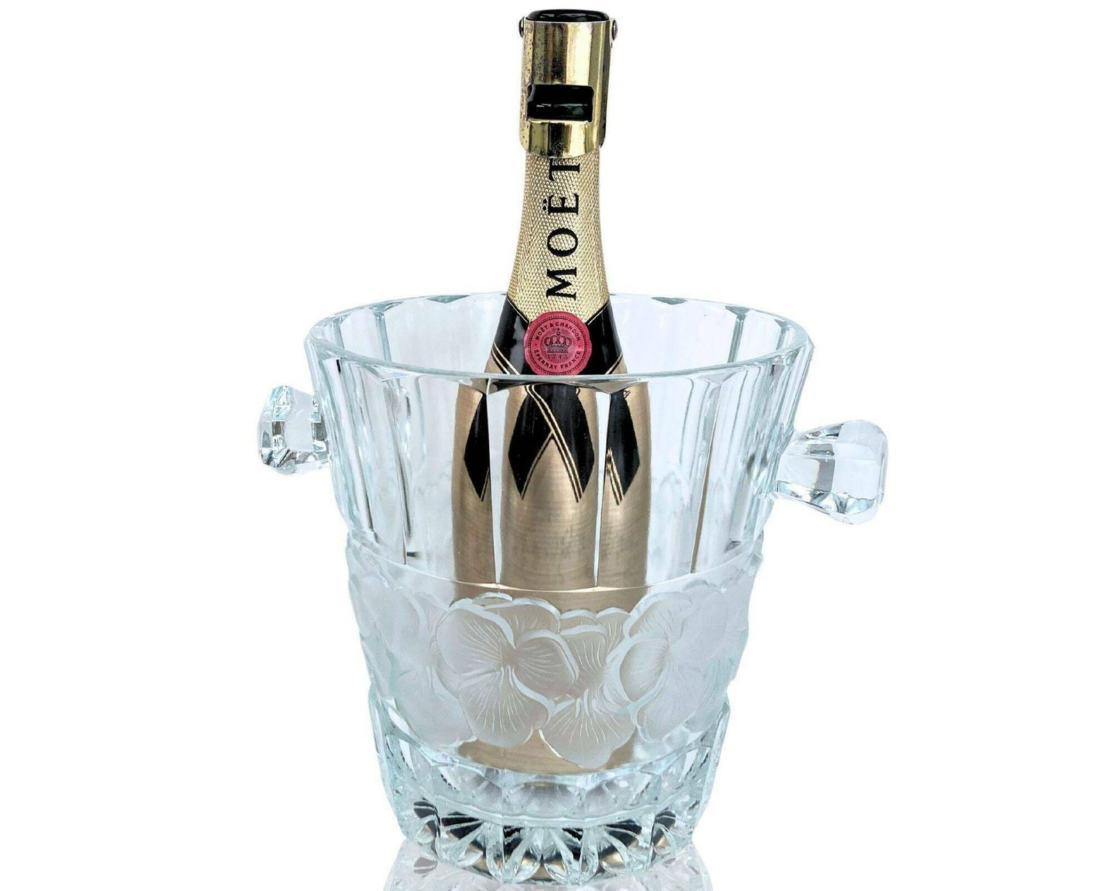 Franse Champagnekoeler | Grote Kristallen Flessenkoeler | Lalique Stijl