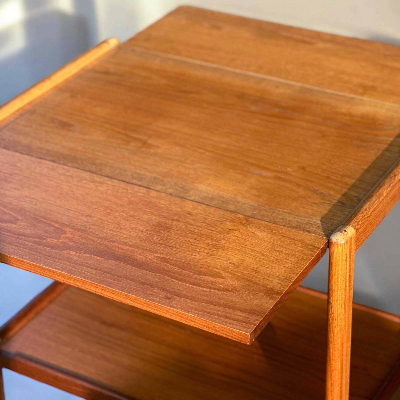 Teak Mid Century Modern Drop Leaf Bar / Drinks Cart Scandinavian Danish Gplan photo for sale